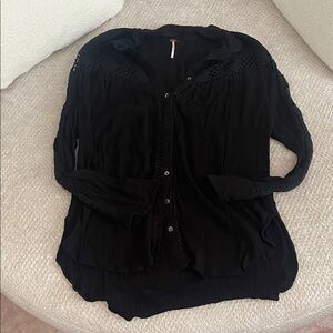 Free People Black Button Down Shirt